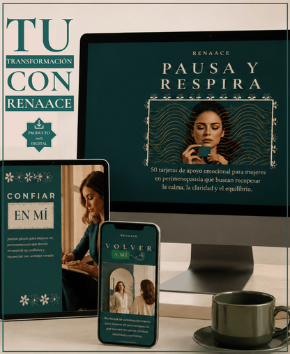 ¿No te reconoces desde que empezó la perimenopausia? En solo 5 minutos al día, RENAACE te ayuda a recuperar tu identidad y confianza. - renaace