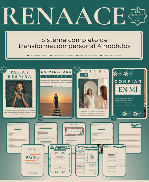 ¿No te reconoces desde que empezó la perimenopausia? En solo 5 minutos al día, RENAACE te ayuda a recuperar tu identidad y confianza. - renaace